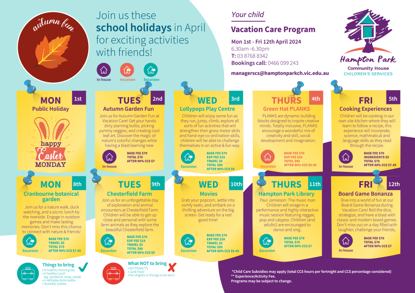 Autumn Vacation Care Program