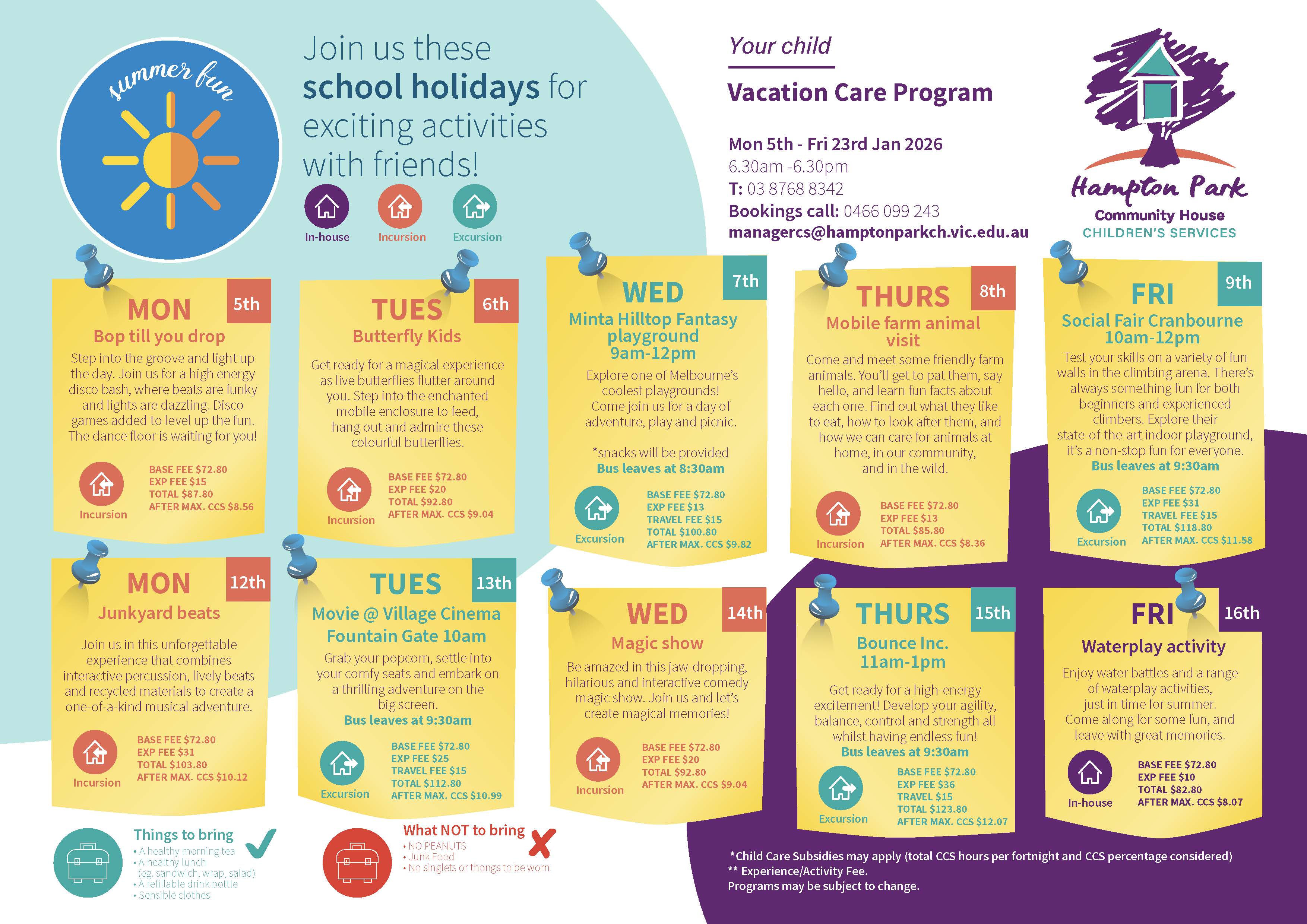 Hampton Park Community House Childcare Vacation Program