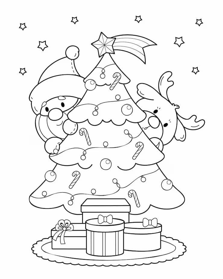 Christmas Tree  Colouring In Page