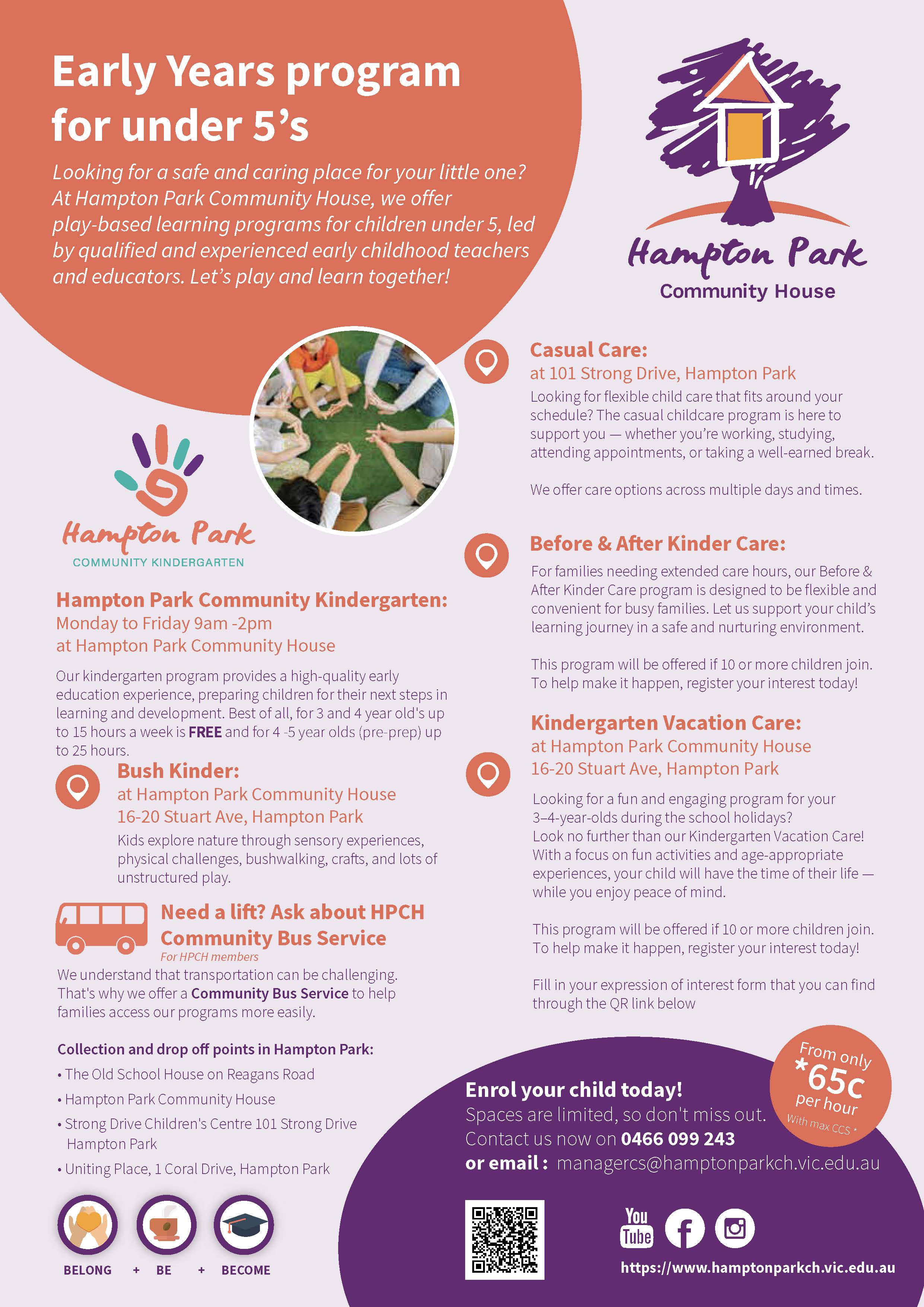 Casual Childcare under 5year olds flyer